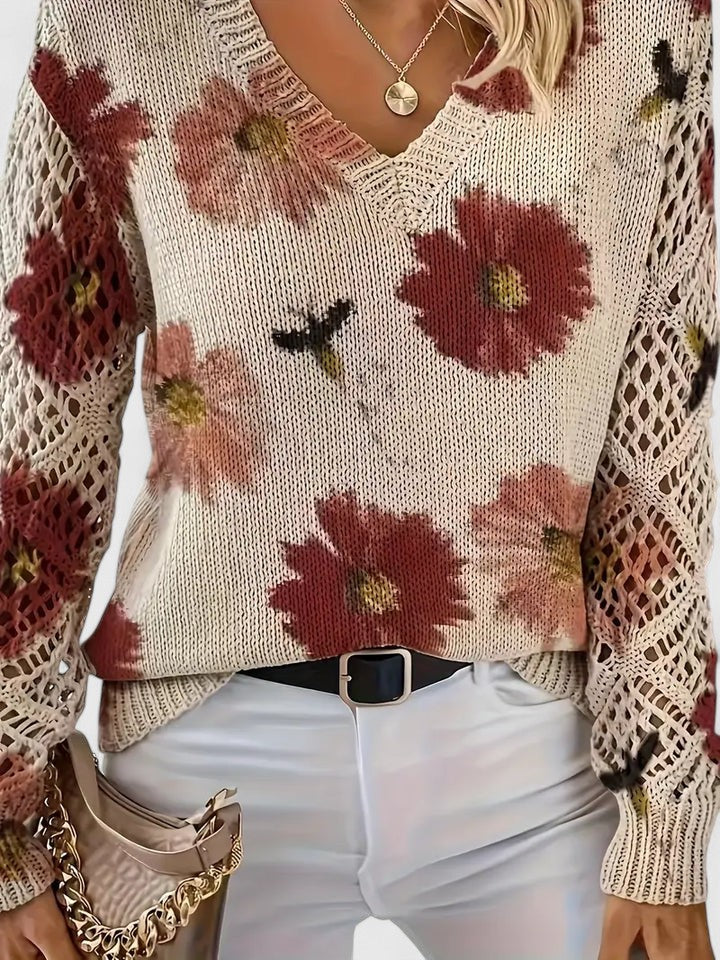 Catarina - Floral Pattern Knit Sweater