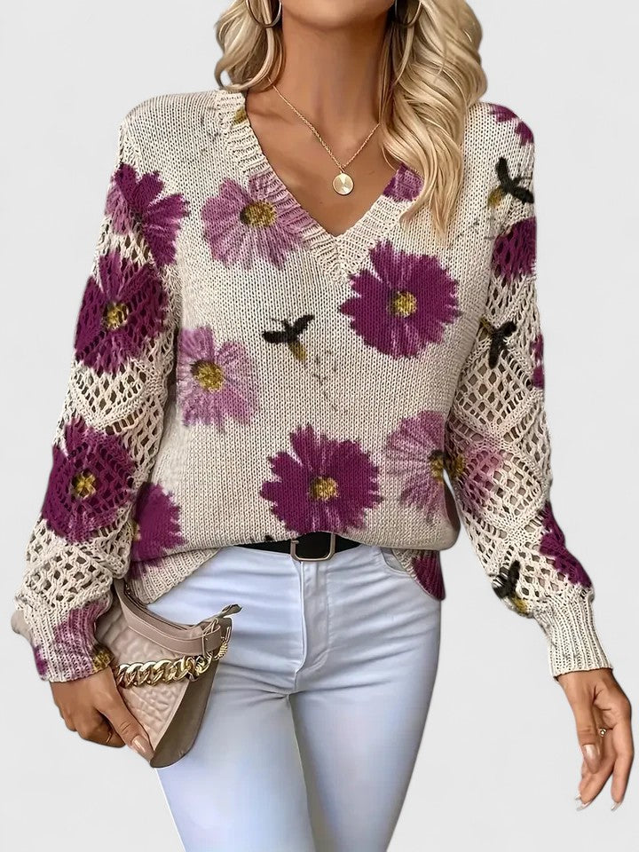 Catarina - Floral Pattern Knit Sweater