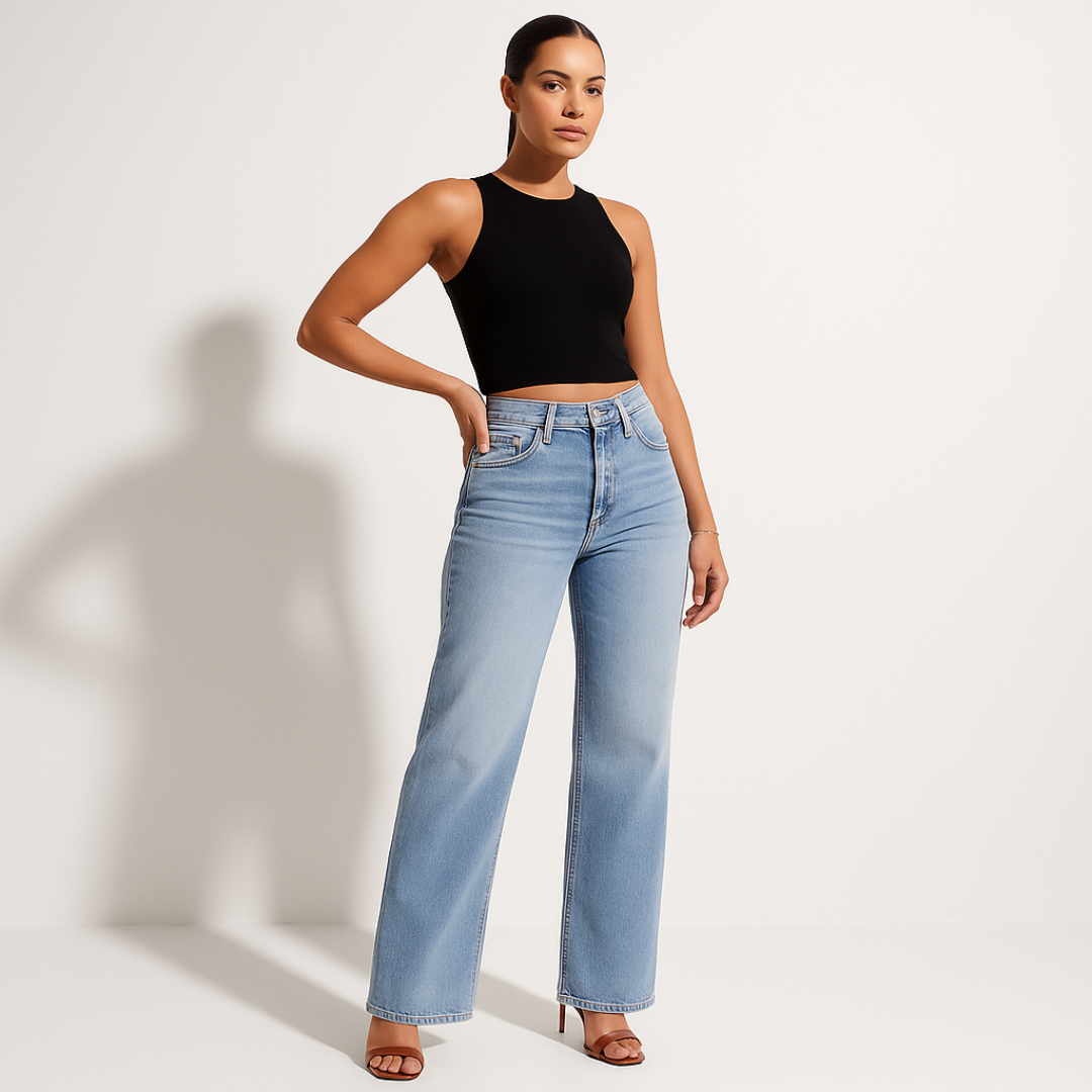 Aline - Stretch Mid-Rise Denim Pants