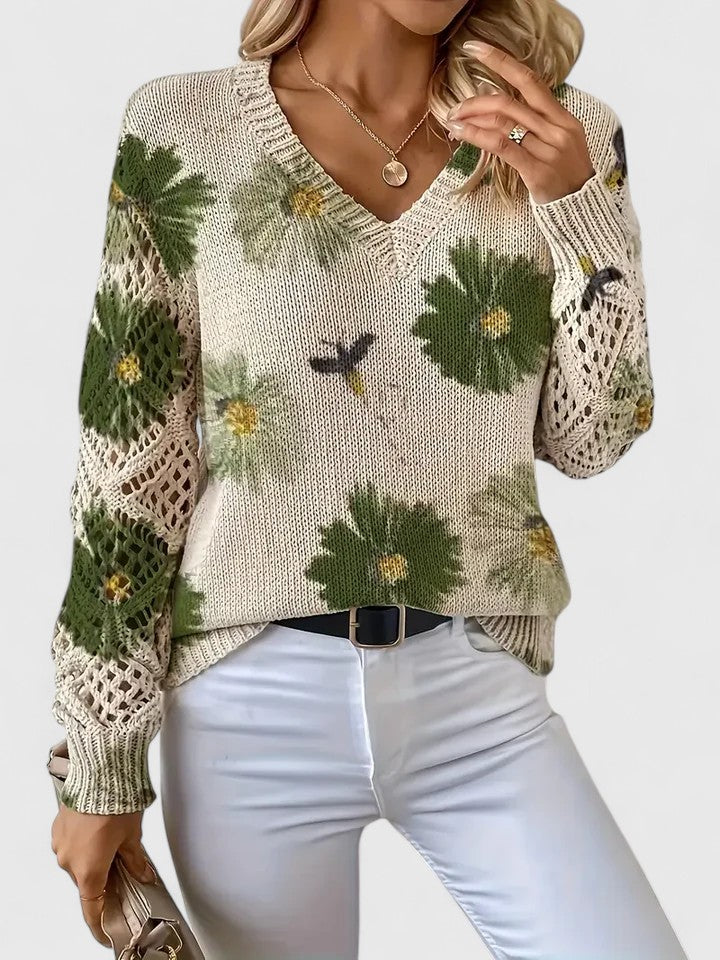 Catarina - Floral Pattern Knit Sweater