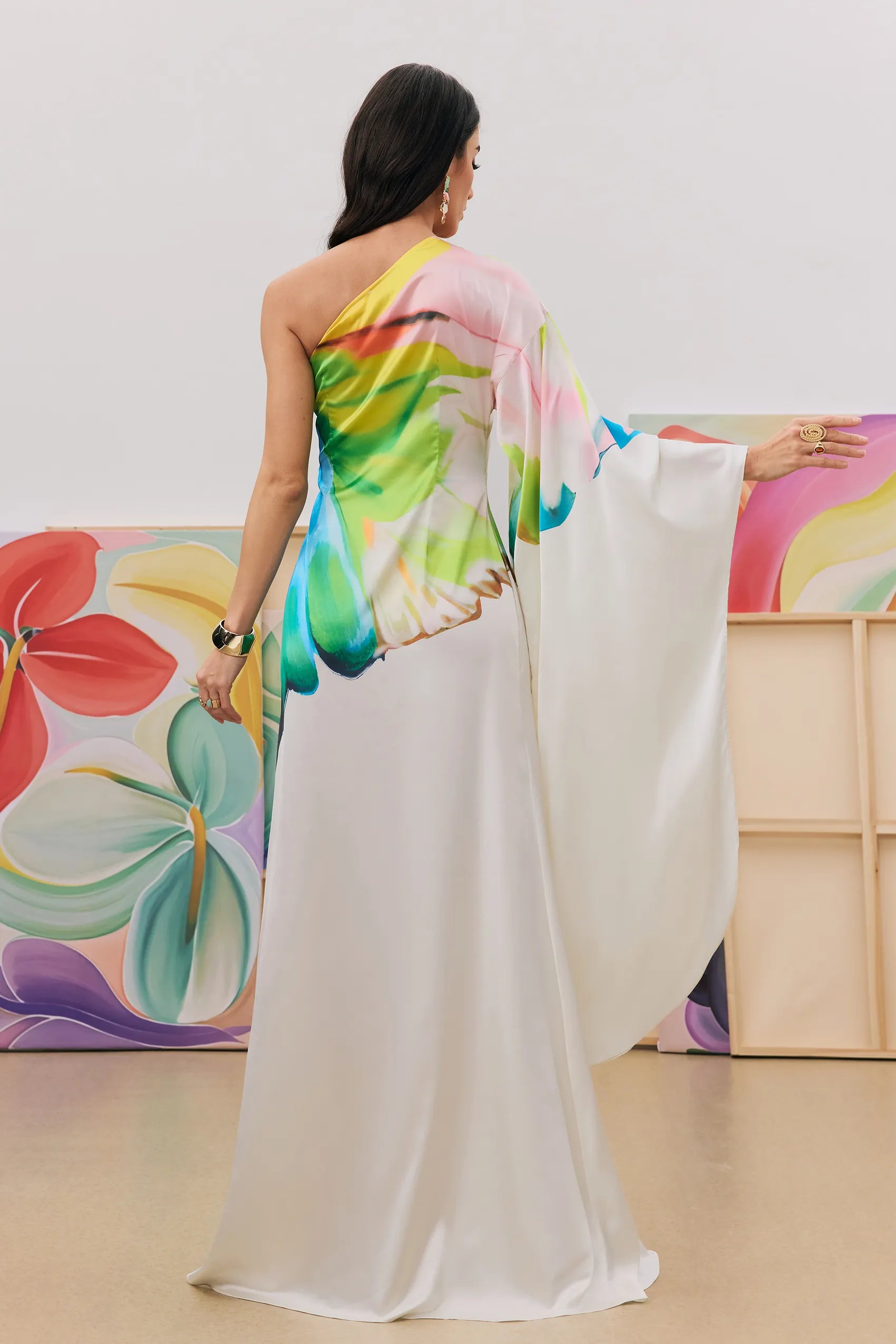 FLORA Hand Painted Cream Dress