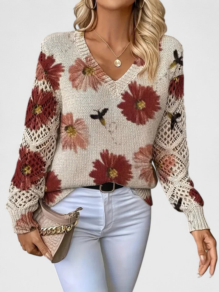 Catarina - Floral Pattern Knit Sweater