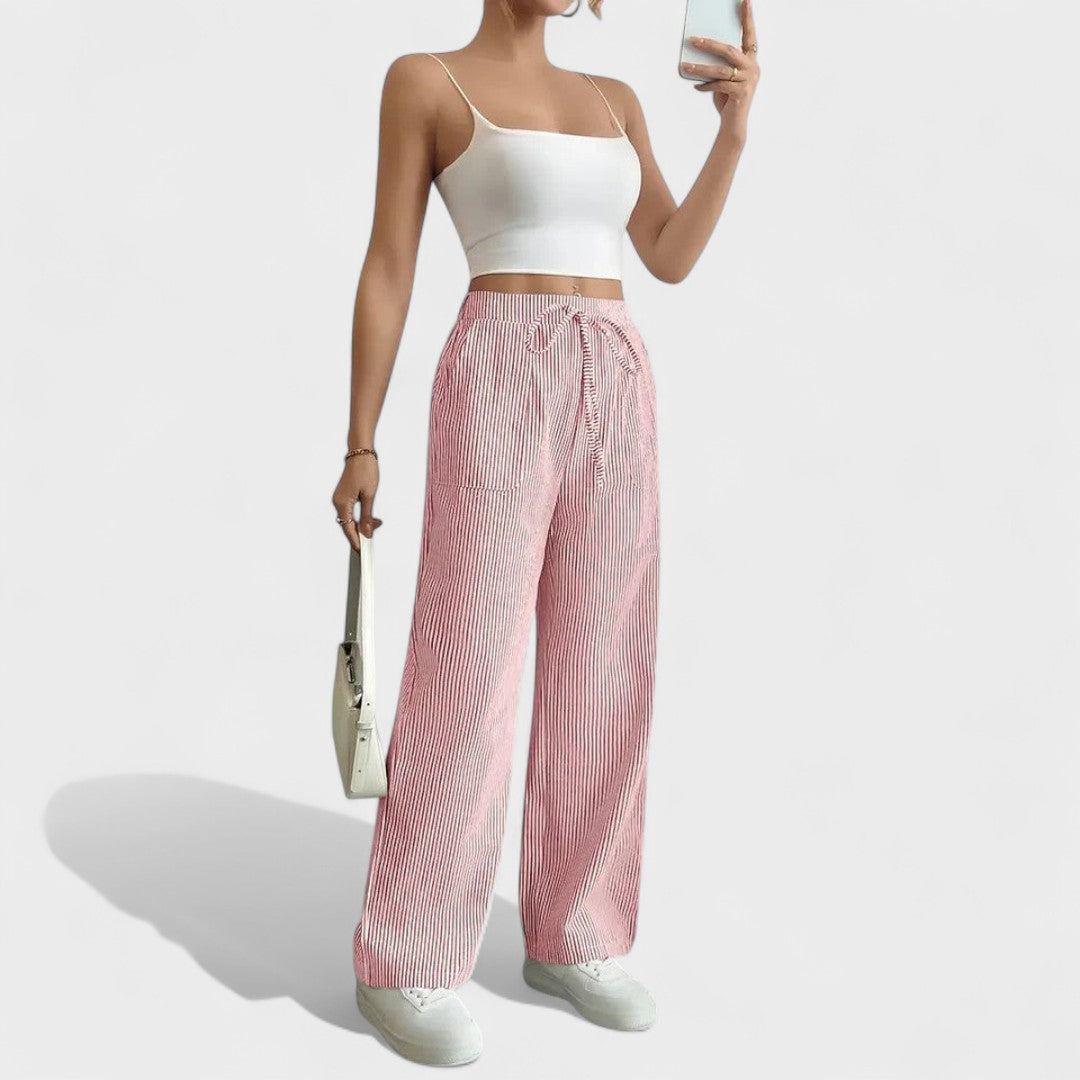 Maria - Comfortable Wide-Leg Pants with Elegant Details
