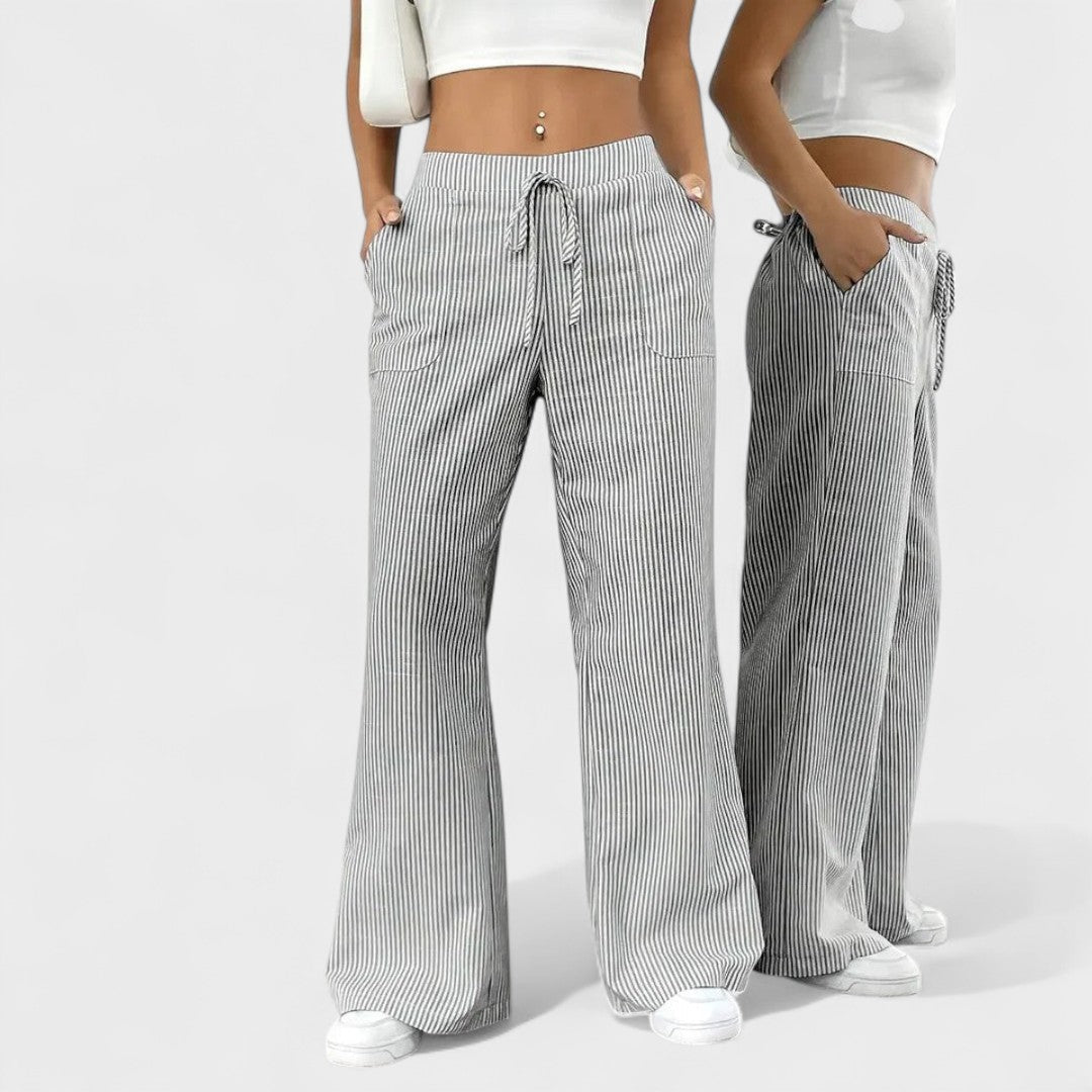 Maria - Comfortable Wide-Leg Pants with Elegant Details