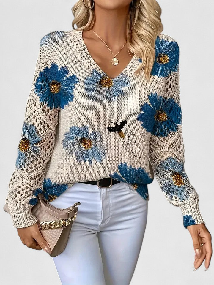 Catarina - Floral Pattern Knit Sweater