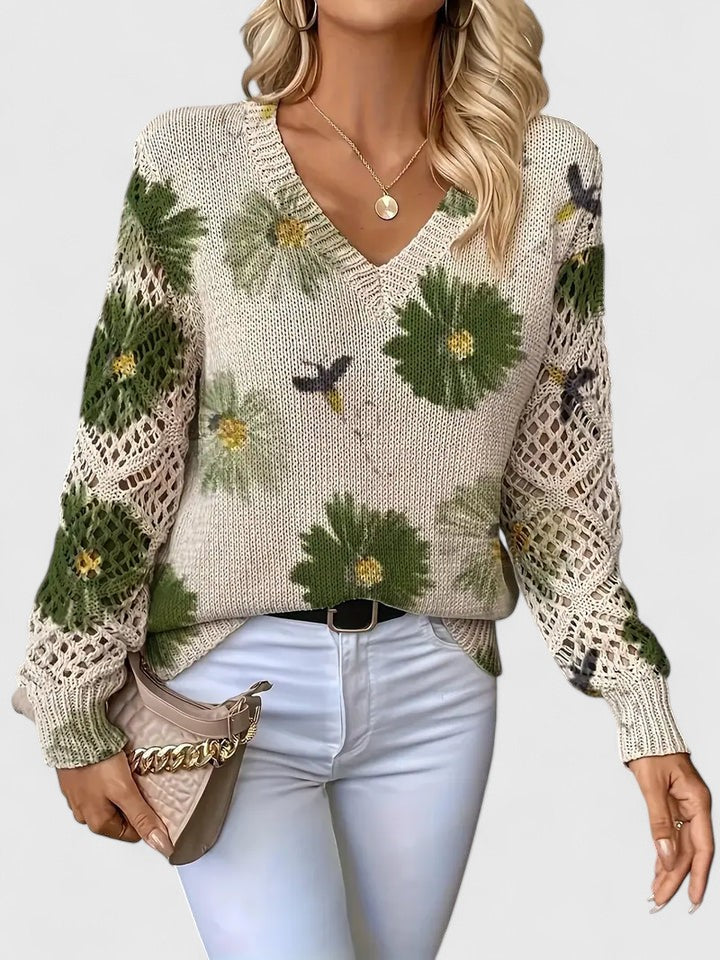 Catarina - Floral Pattern Knit Sweater