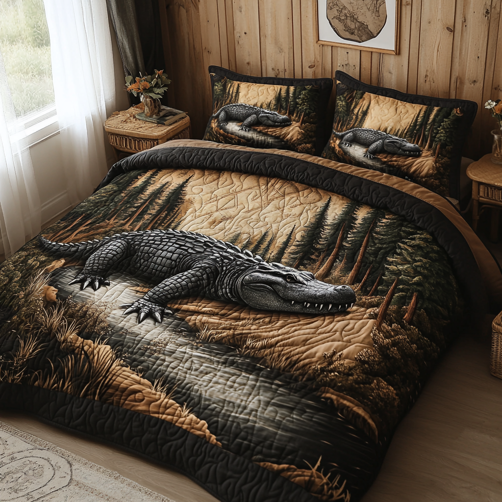 Forest Animals 3-Piece Quilted Bedding Set