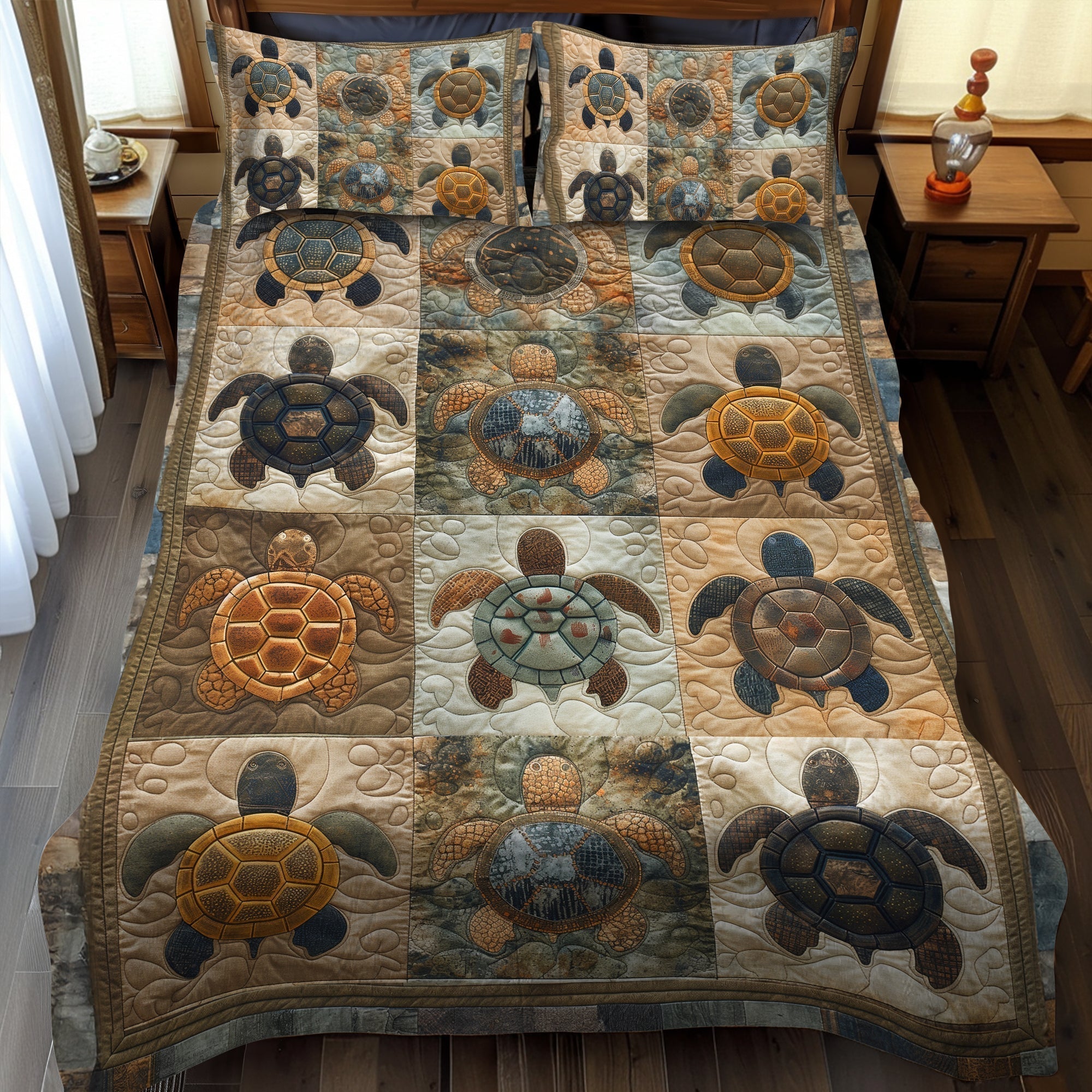Sea Turtle Quilted Bedding Set