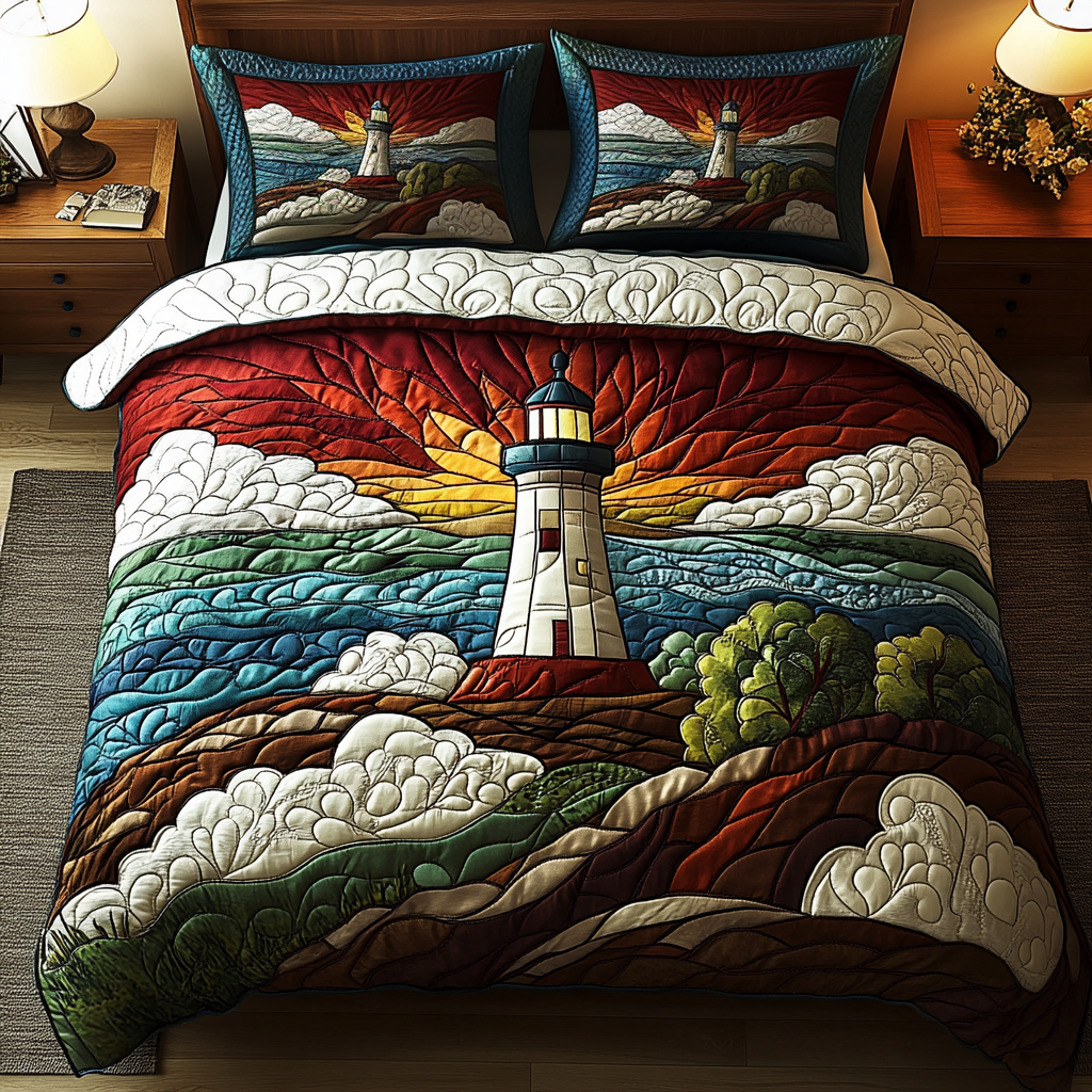 Lighthouse 3-Piece Quilted Bedding Set
