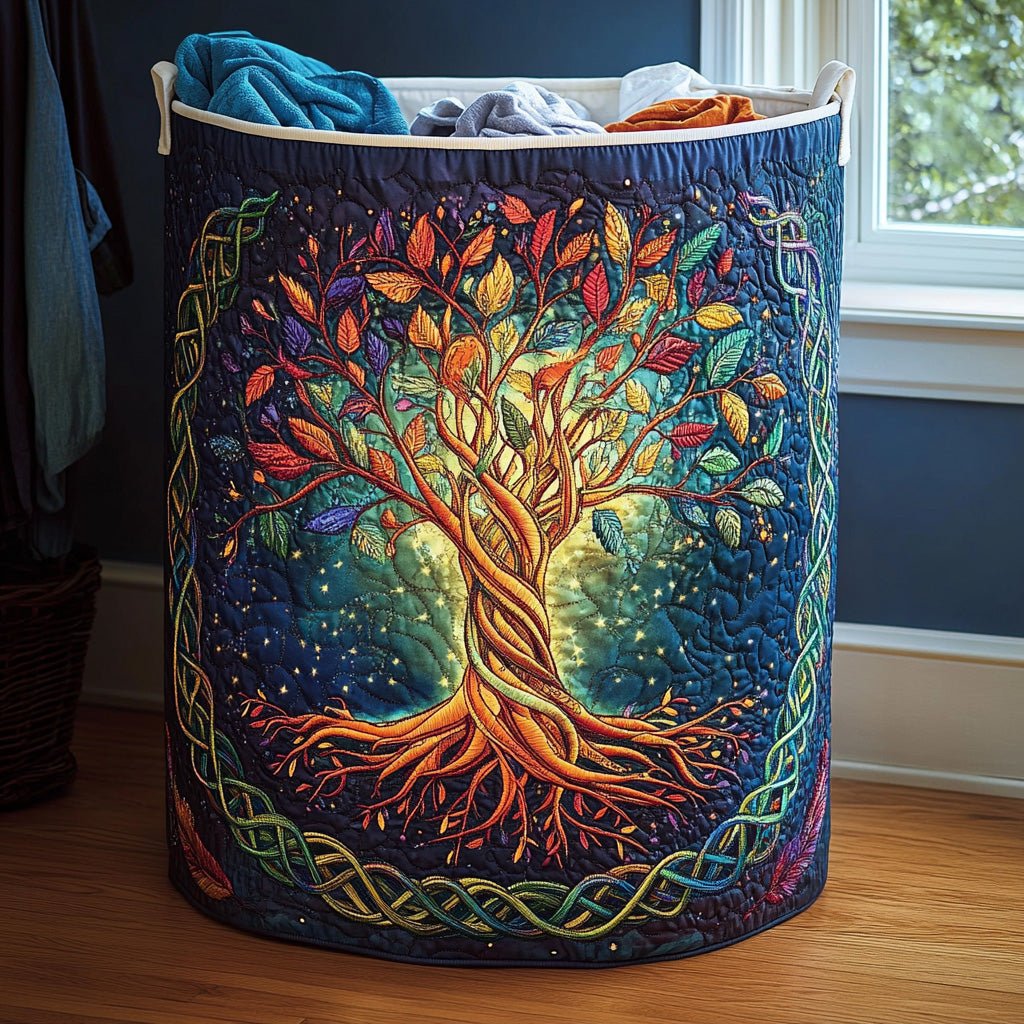 Tree of Life Quilted Laundry Basket NCU0QN023