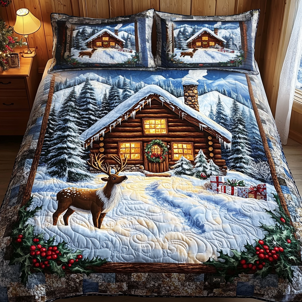 Christmas 3-Piece Quilted Bedding Set
