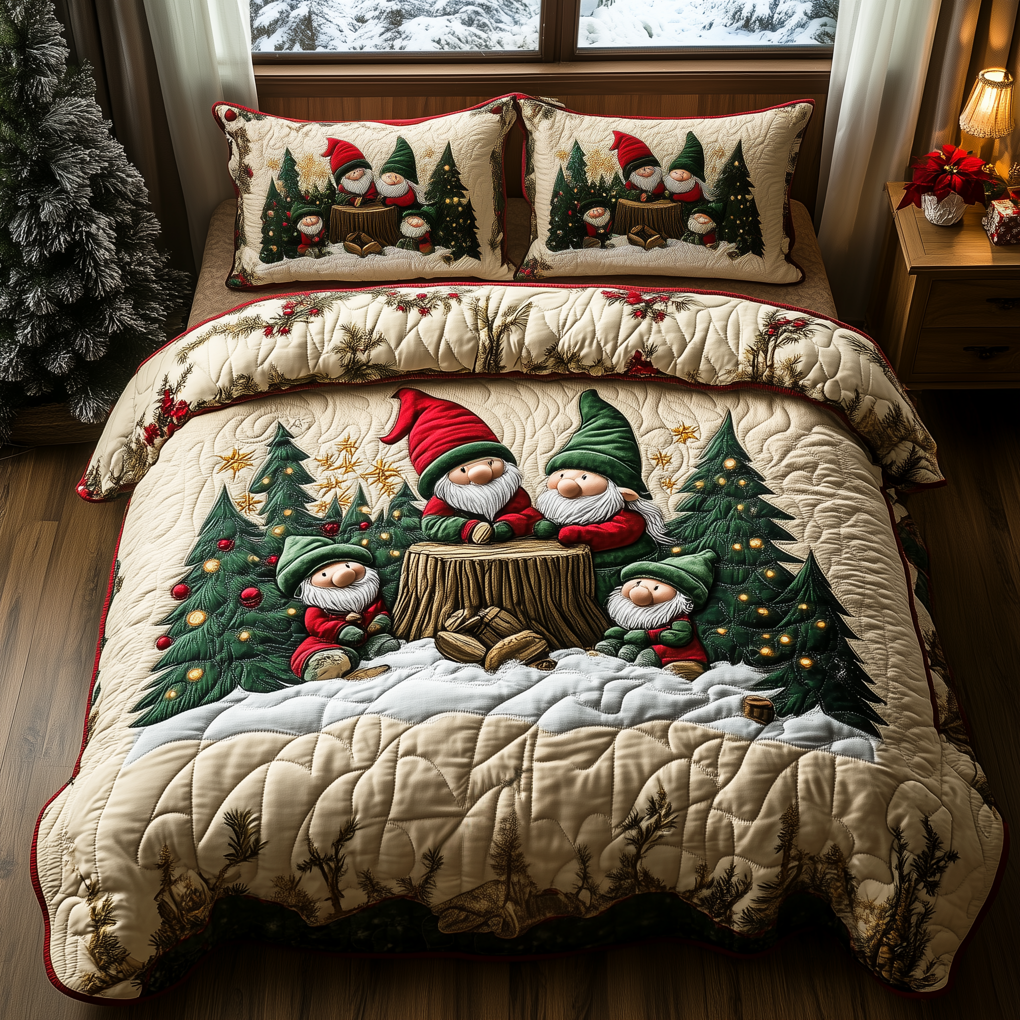 Christmas 3-Piece Quilted Bedding Set