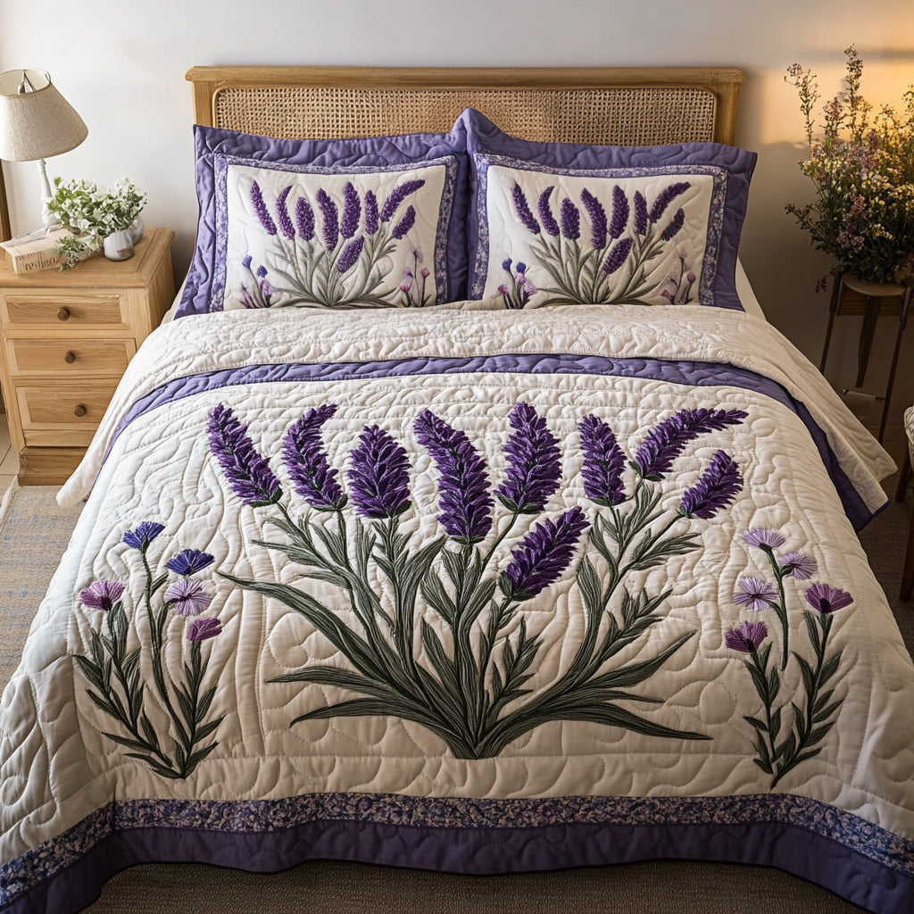 Lavender 3-Piece Quilted Bedding Set
