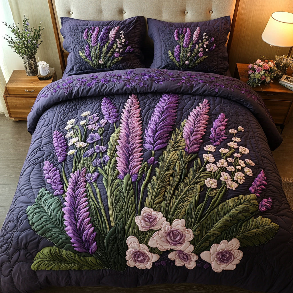 Lavender 3-Piece Quilted Bedding Set