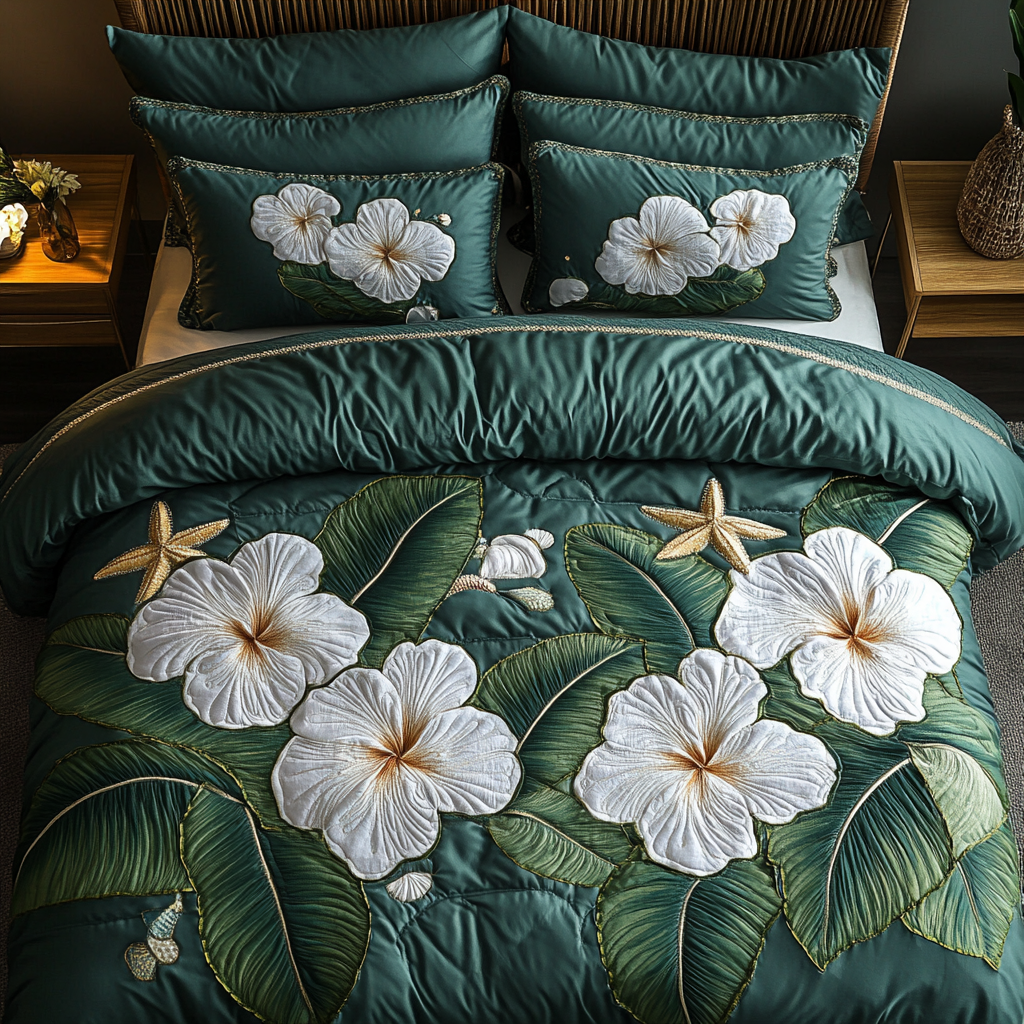 Hibiscus 3-Piece Quilted Bedding Set