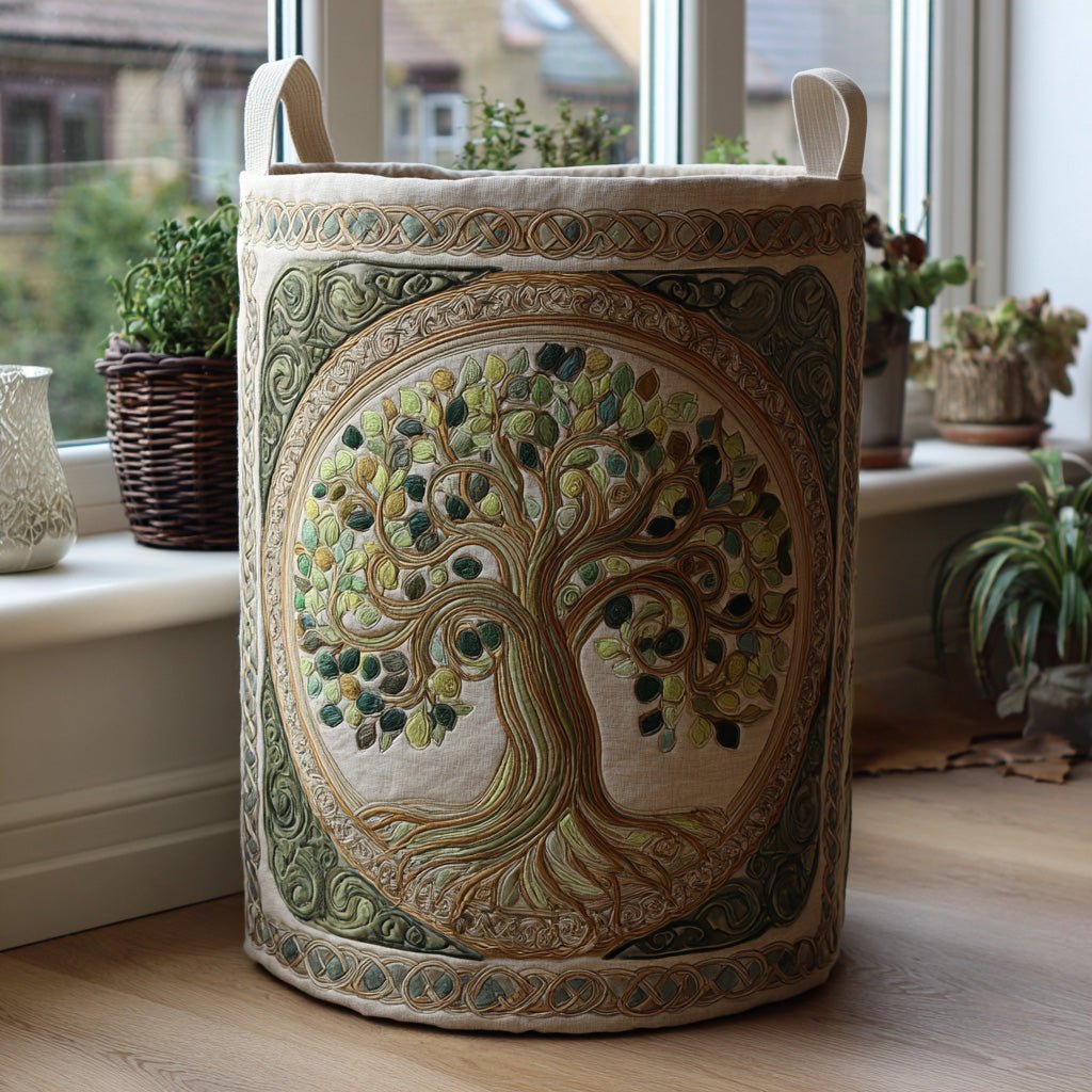 Tree of Life Quilted Laundry Basket NCU0QN023
