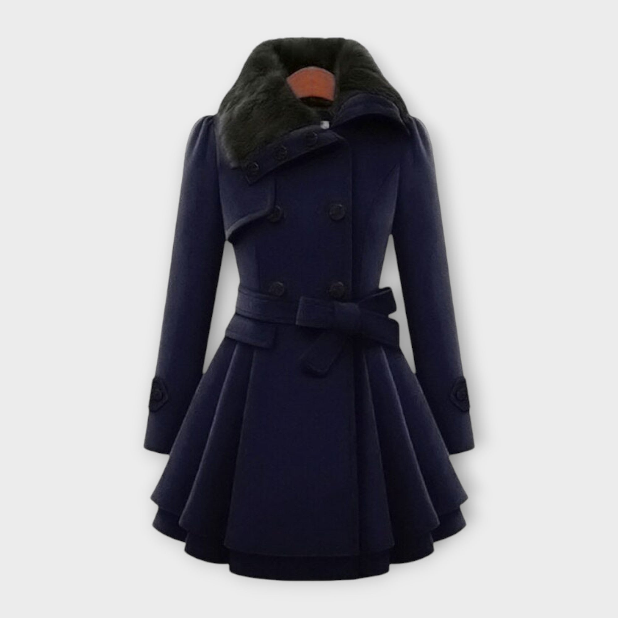 Ema - Elegant Coat with Fur Collar