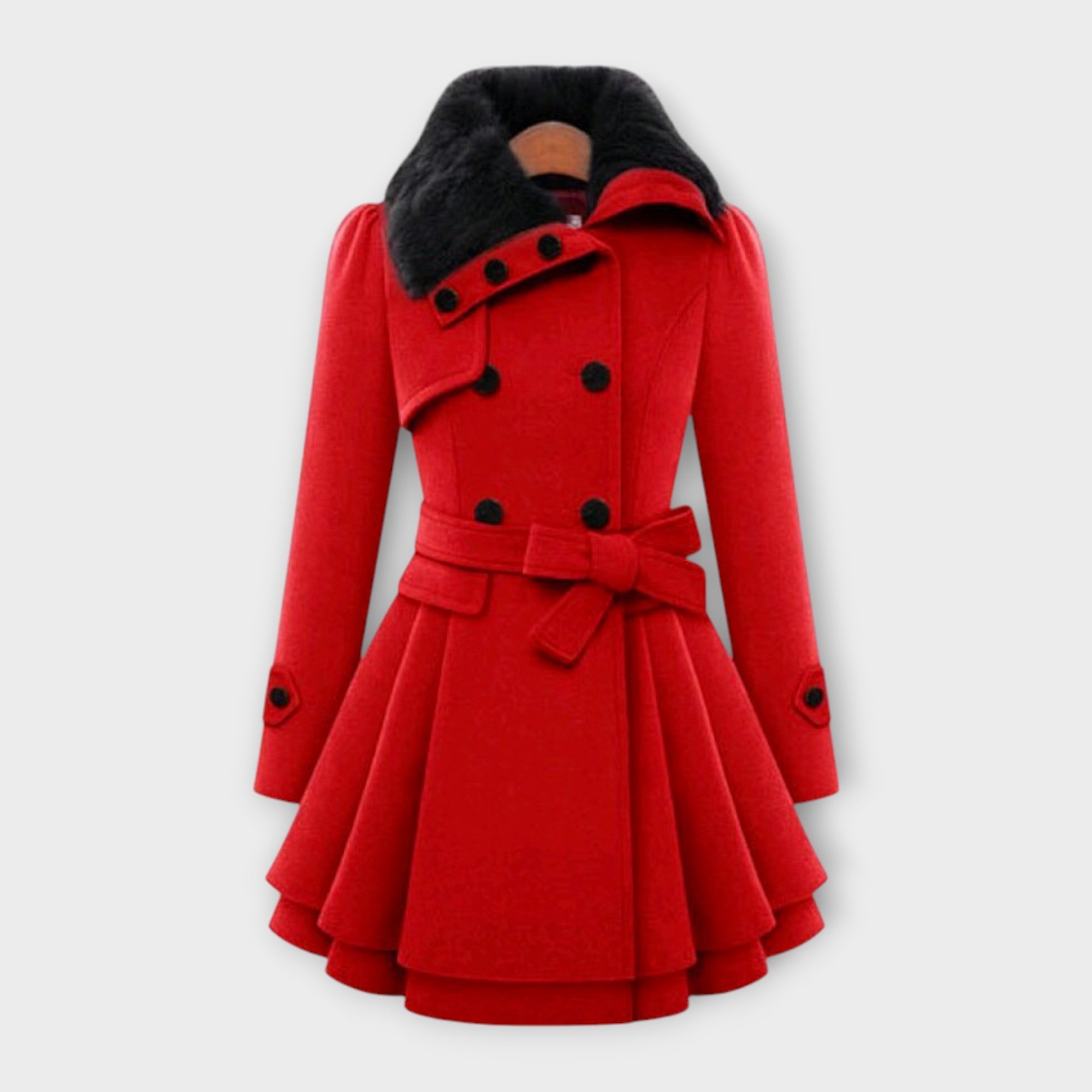 Ema - Elegant Coat with Fur Collar