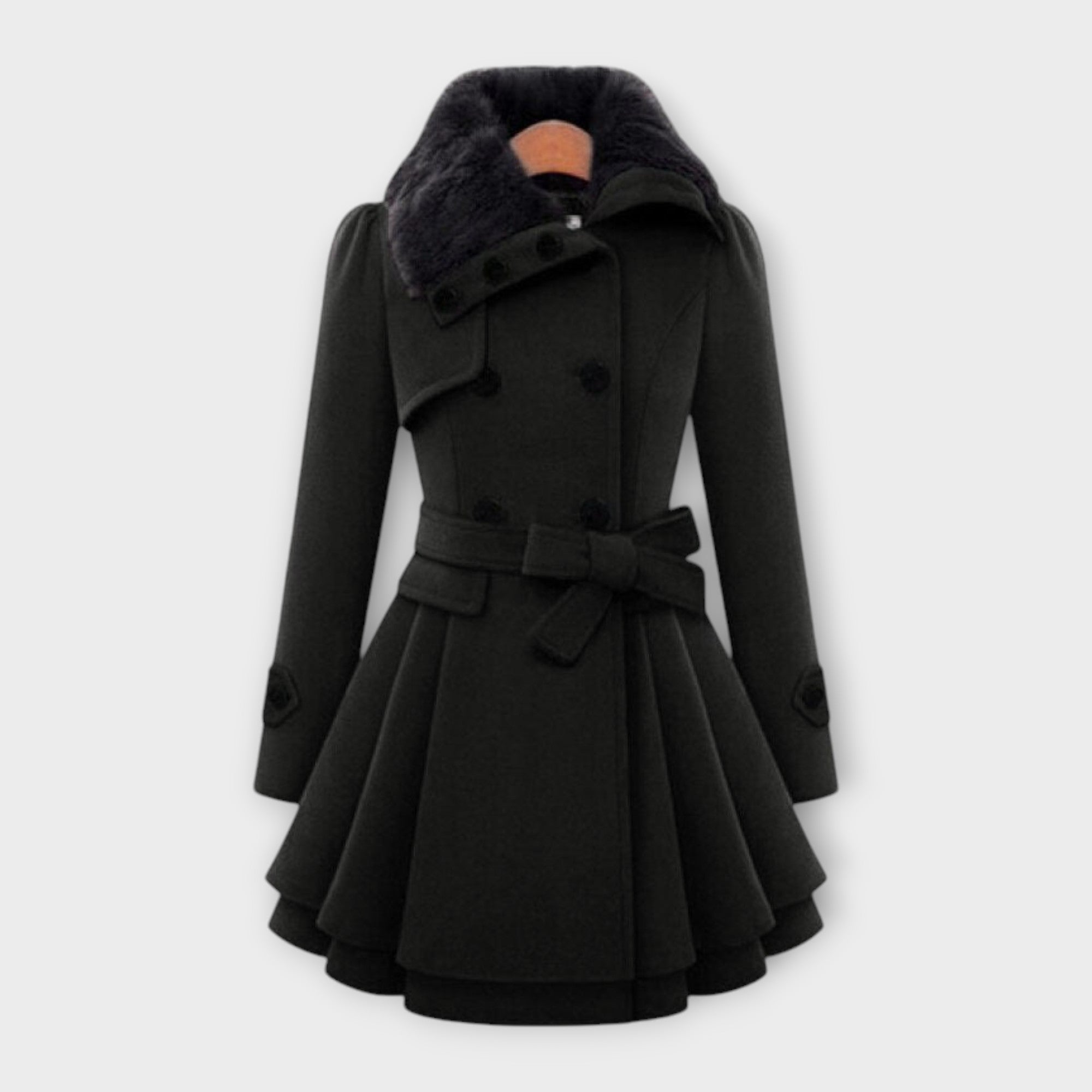 Ema - Elegant Coat with Fur Collar