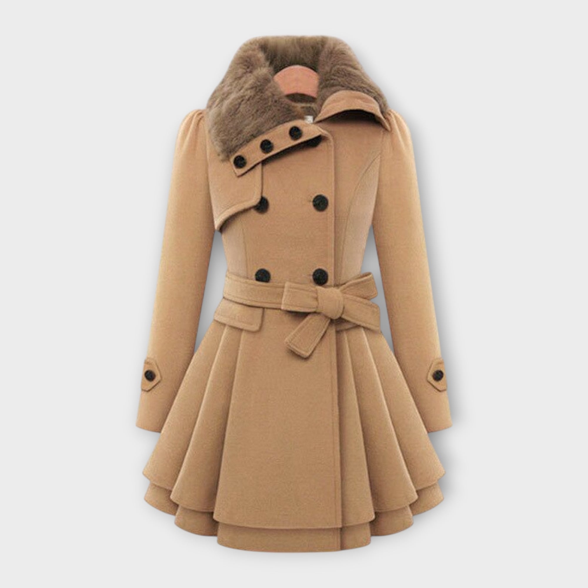 Ema - Elegant Coat with Fur Collar