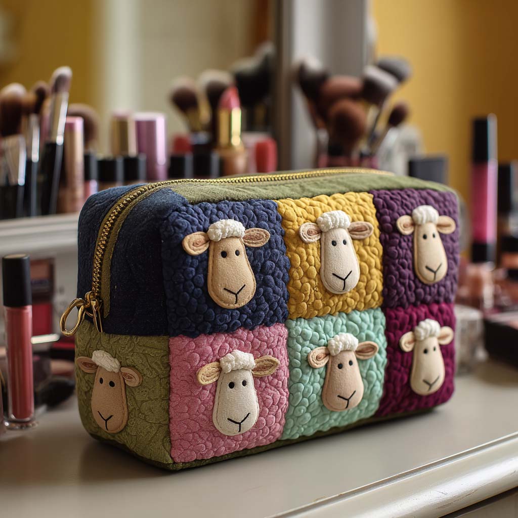 Sheep Quilted Makeup Bag