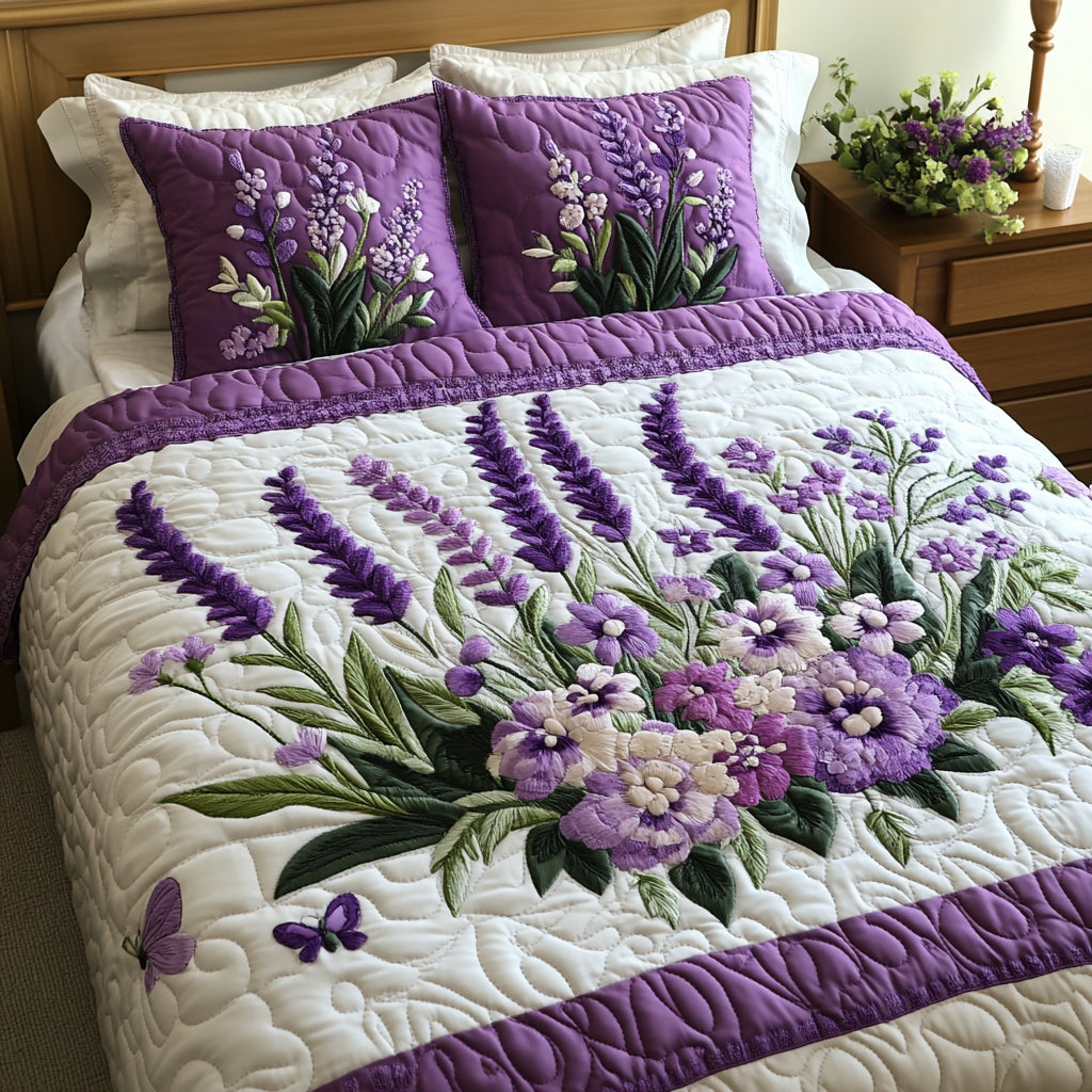 Lavender 3-Piece Quilted Bedding Set