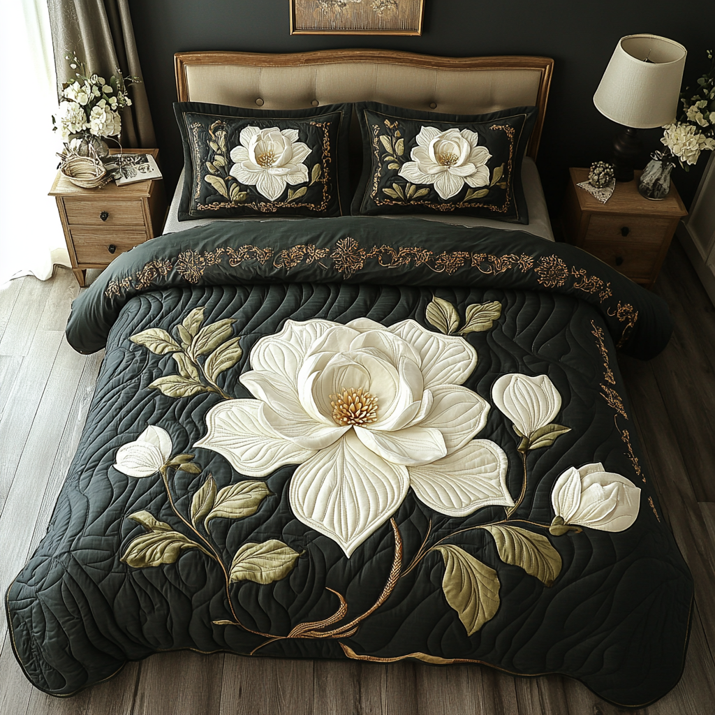 Magnolia 3-Piece Quilted Bedding Set