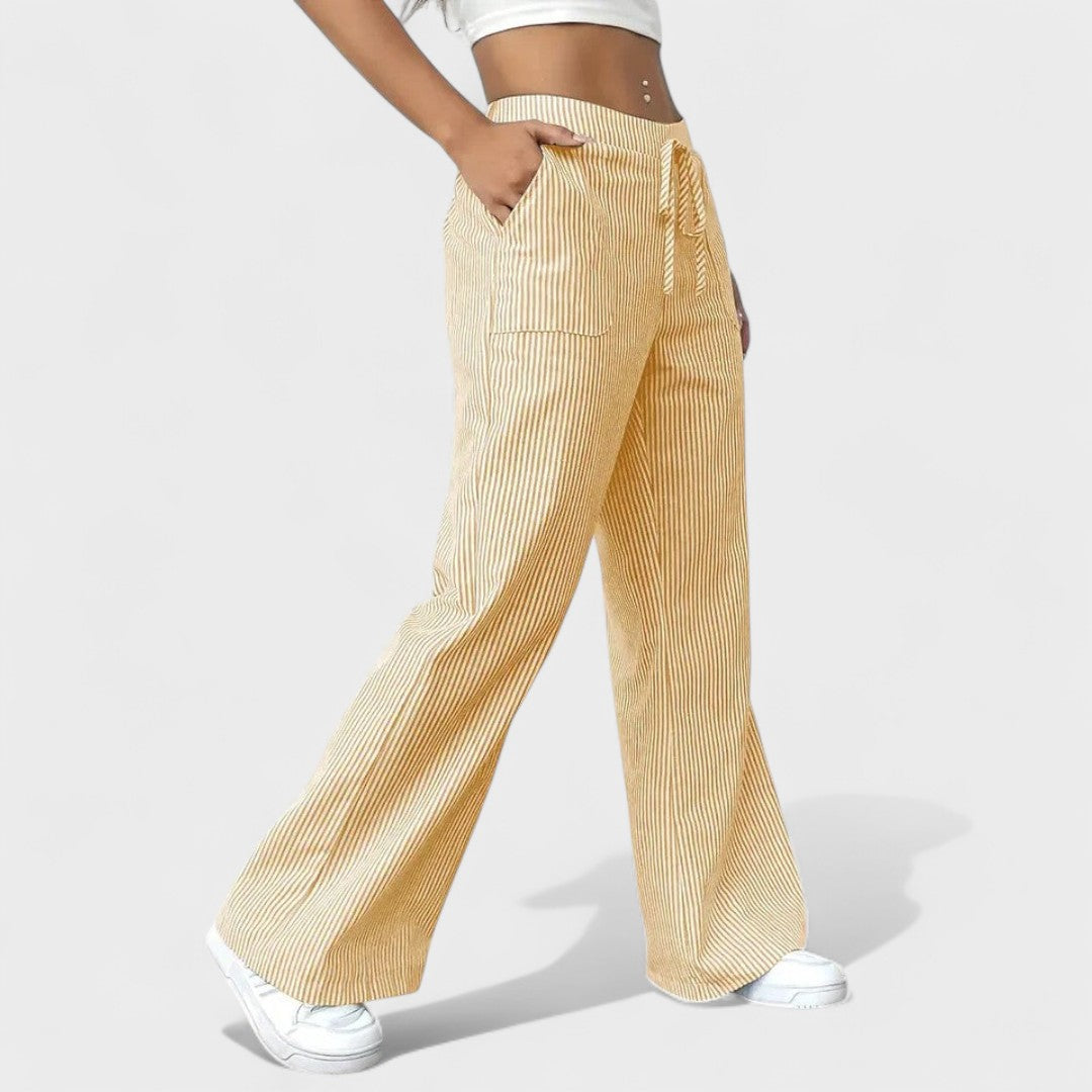 Maria - Comfortable Wide-Leg Pants with Elegant Details