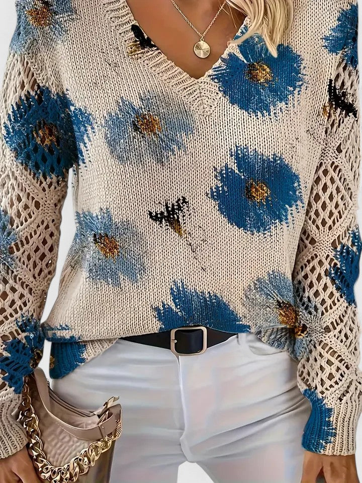 Catarina - Floral Pattern Knit Sweater